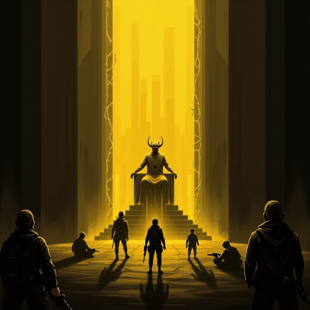 Hastur, King in Yellow, Emerges in Sepia Ink-Punk Style