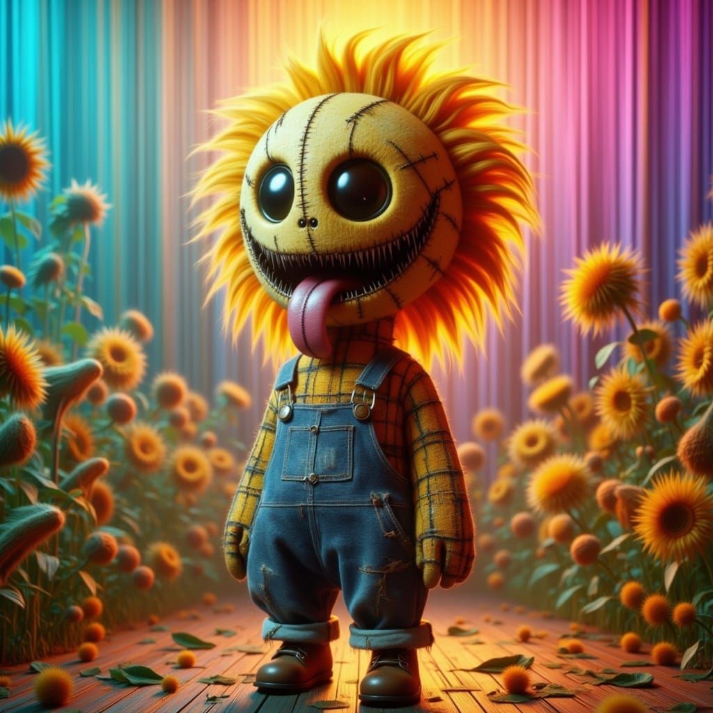 Ultrarealistic Anthropomorphic Sunflower in Cheeky Pose
