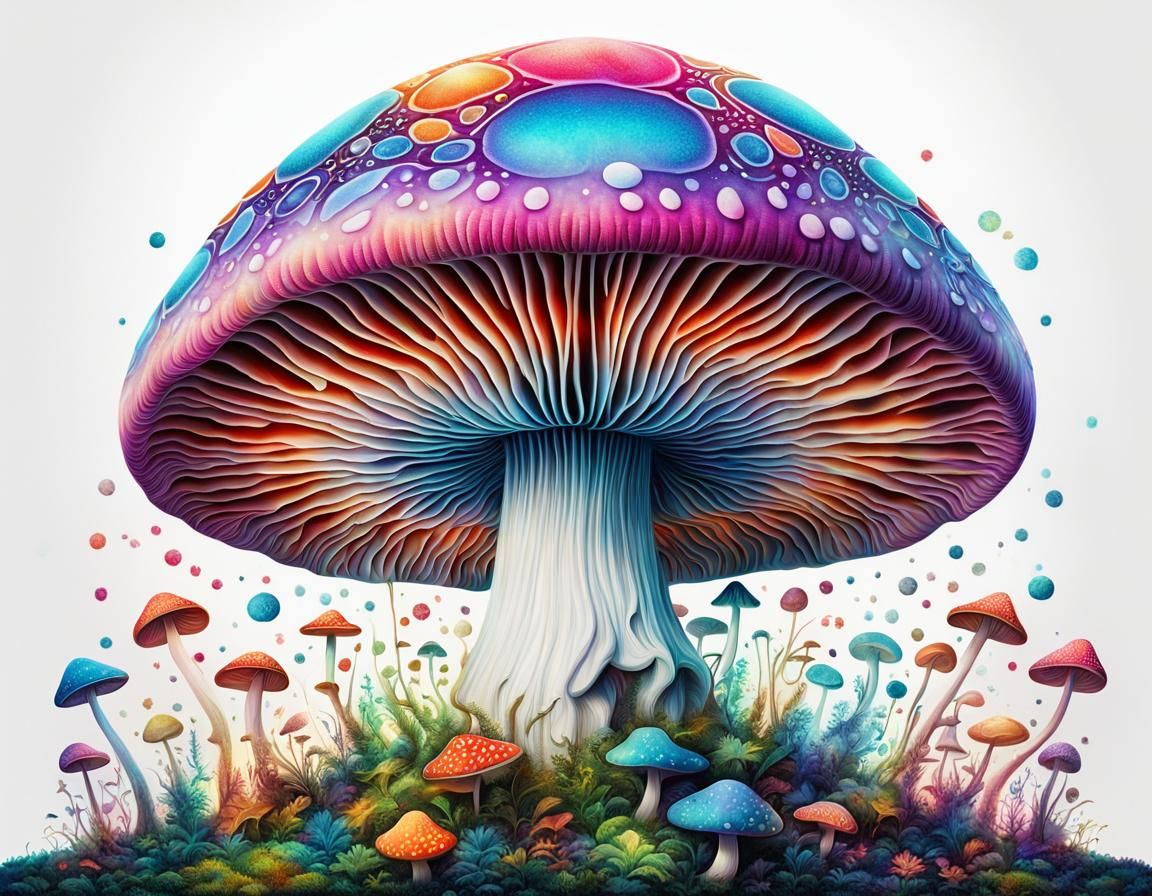 Luminescent Magic Mushroom in Surrealist Style