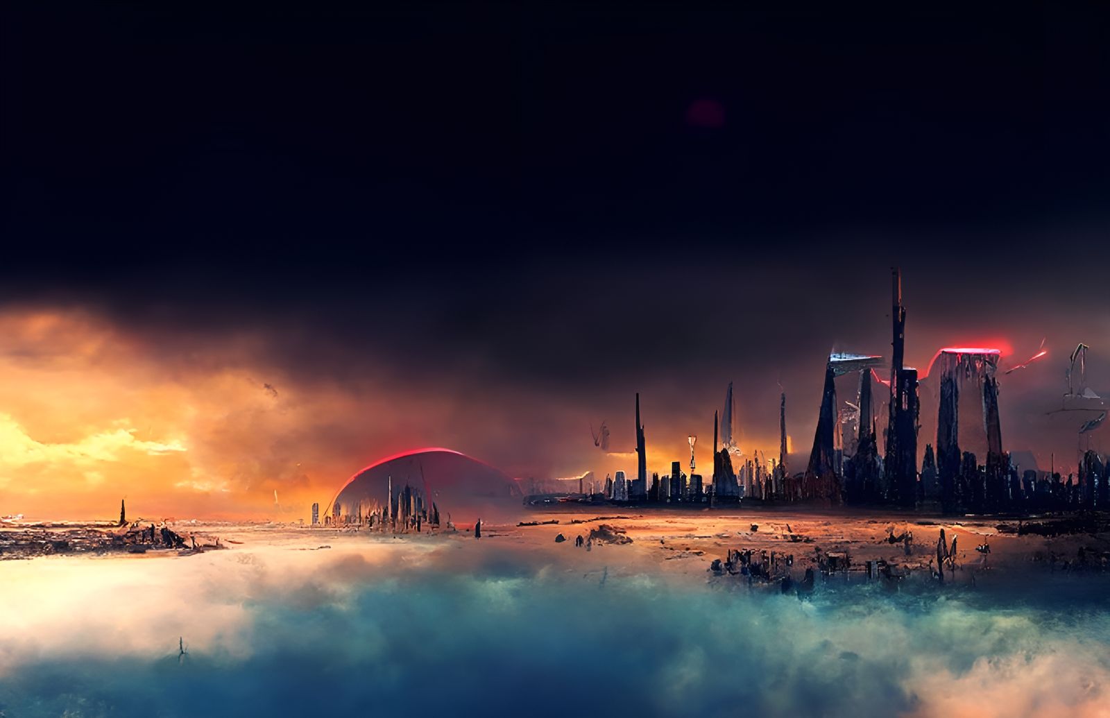 Dystopian Cities in a Fantasy Landscape