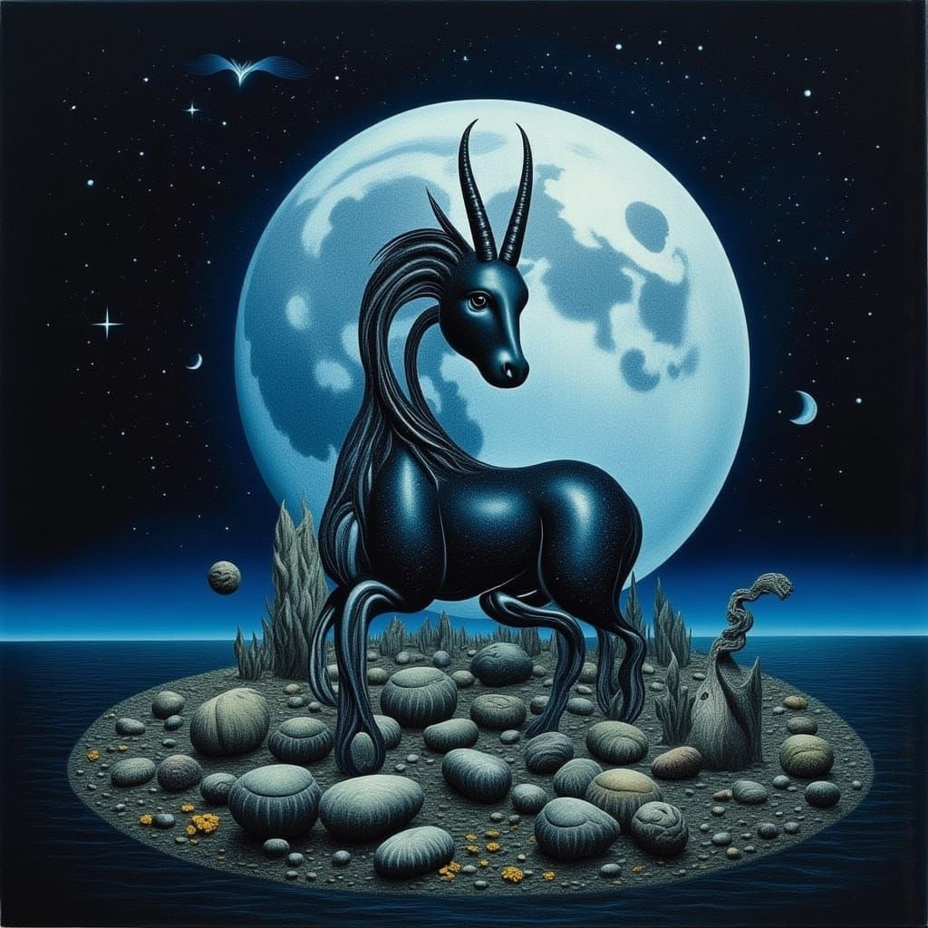 Capricorn Constellation Under a Starry Night Sky