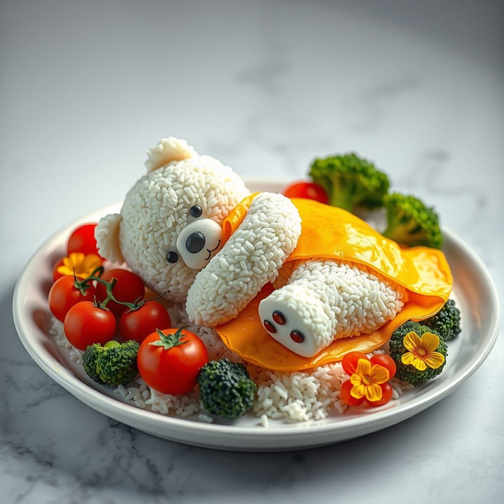 Whimsical Food Art: Rice Teddy Bear Omelette