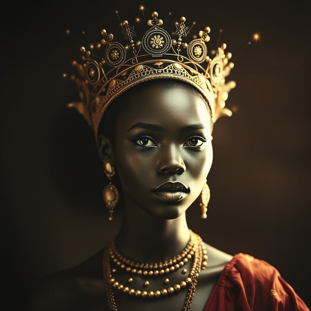 Royal Warrior Princess in Vibrant Photogram Style