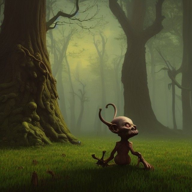 Distorted Goblin in a Biopunk Horror Landscape