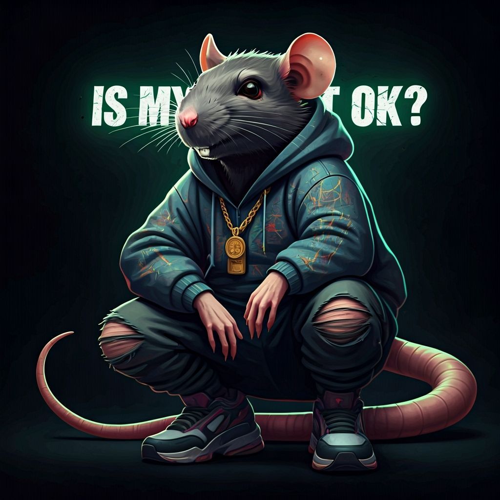Street-Smart Rat Character in Graffiti Hoodie