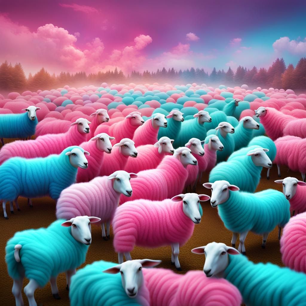 Cotton Candy Sheep in Detailed Matte Painting