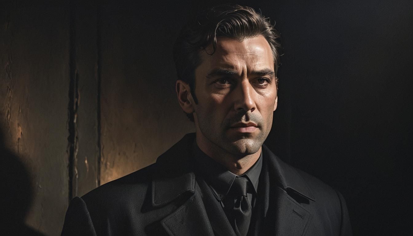 Intense Dark Portrait in Film Noir Style