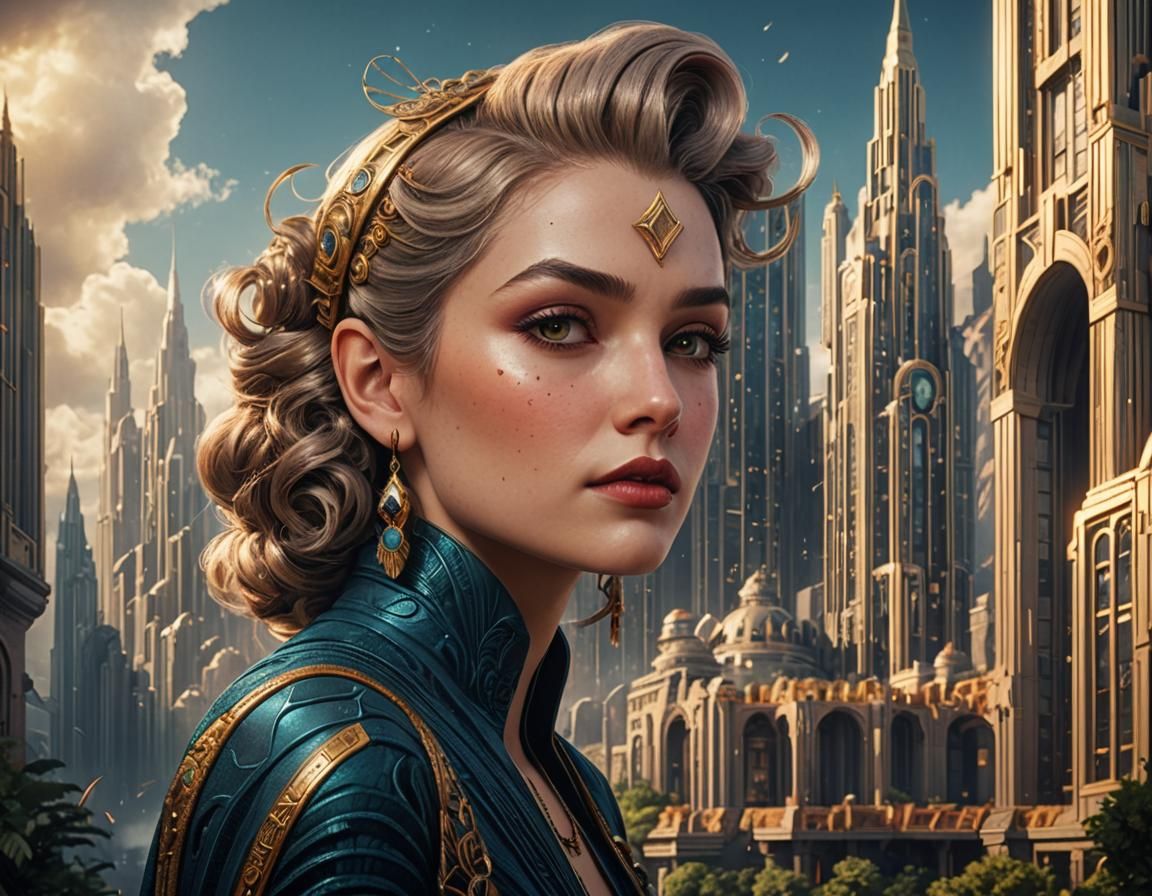 Art Deco Fantasy Concept Art in Deep Color
