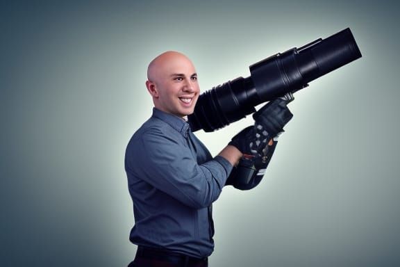 Bald Man with Minigun Digital Art