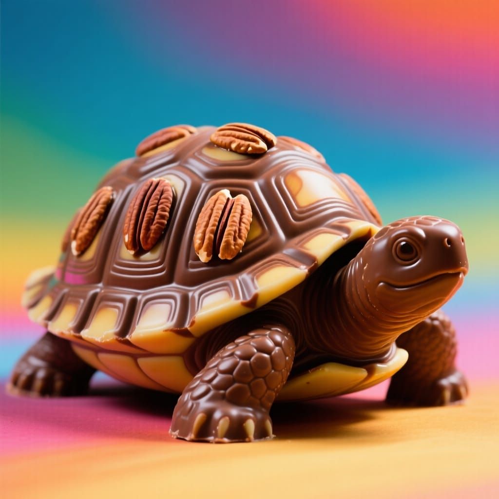 Hyperrealistic Milk Chocolate Turtle with Pecan Shell