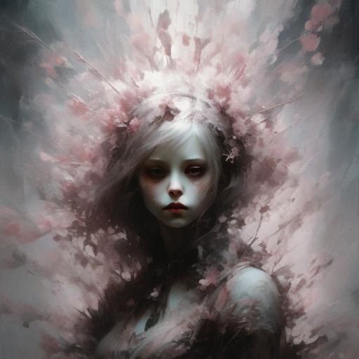 Delicate Transparent Flower in Moonlight, Digital Art