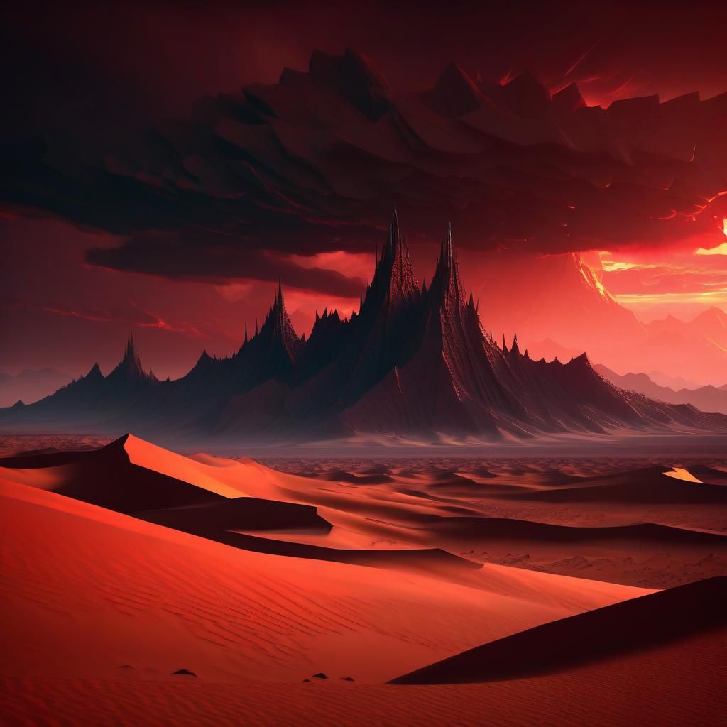 Ominous Barren Landscape in Dark Fantasy Style