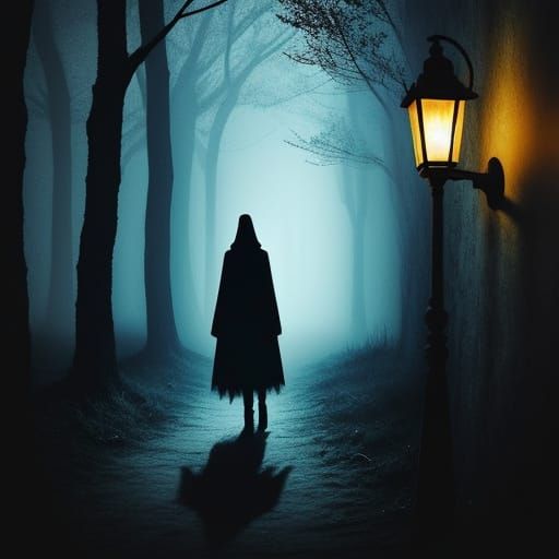 Eerie Figure in Dark Surrealist Oil Painting