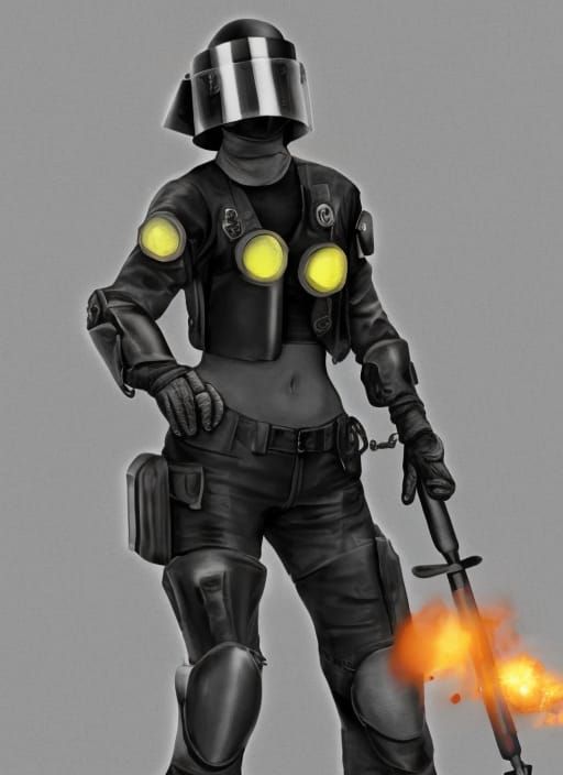 Loona the Hellhound as Riot Police in 3D Digital Art