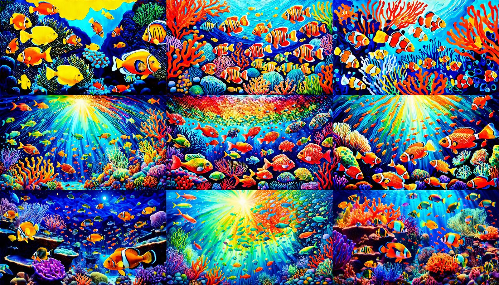 Vibrant Coral Reef Ecosystem in Acrylic Style
