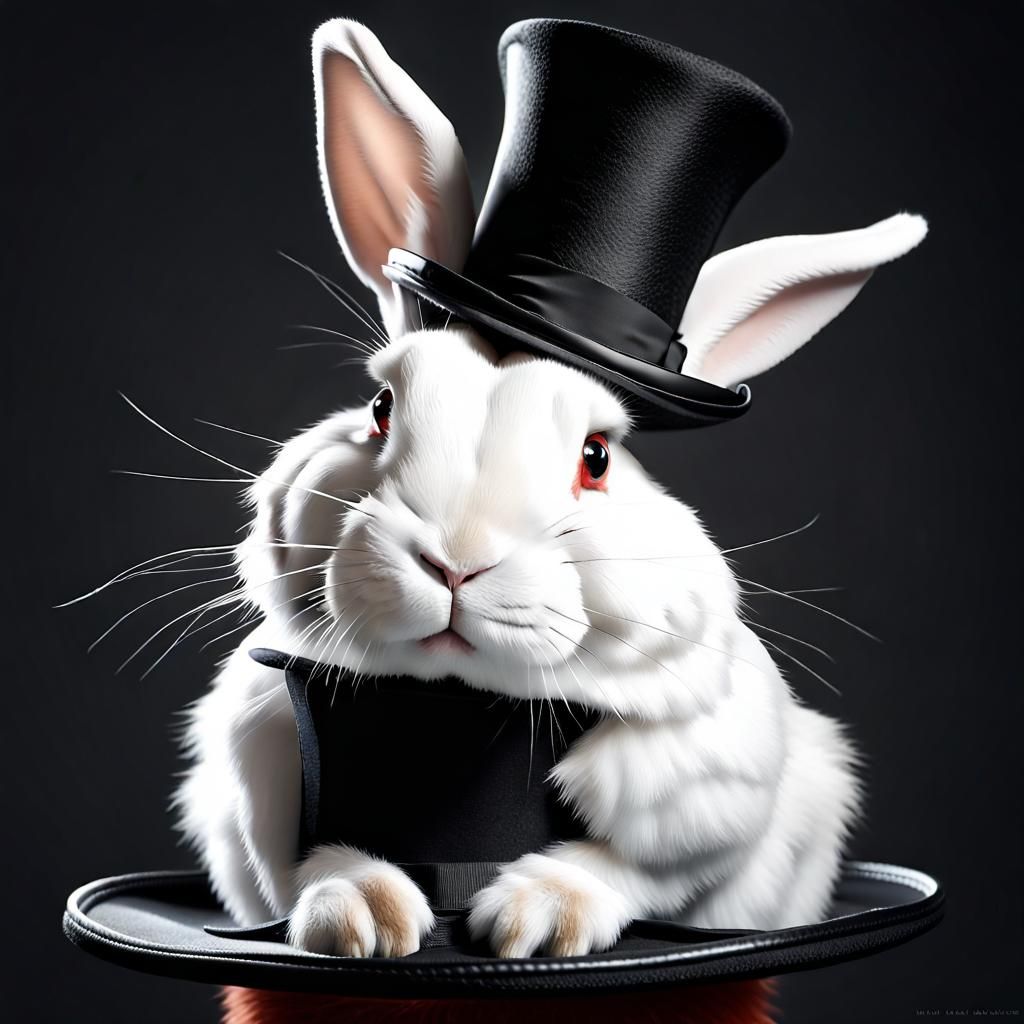 Rabbit in Hat: Photorealistic Digital Art