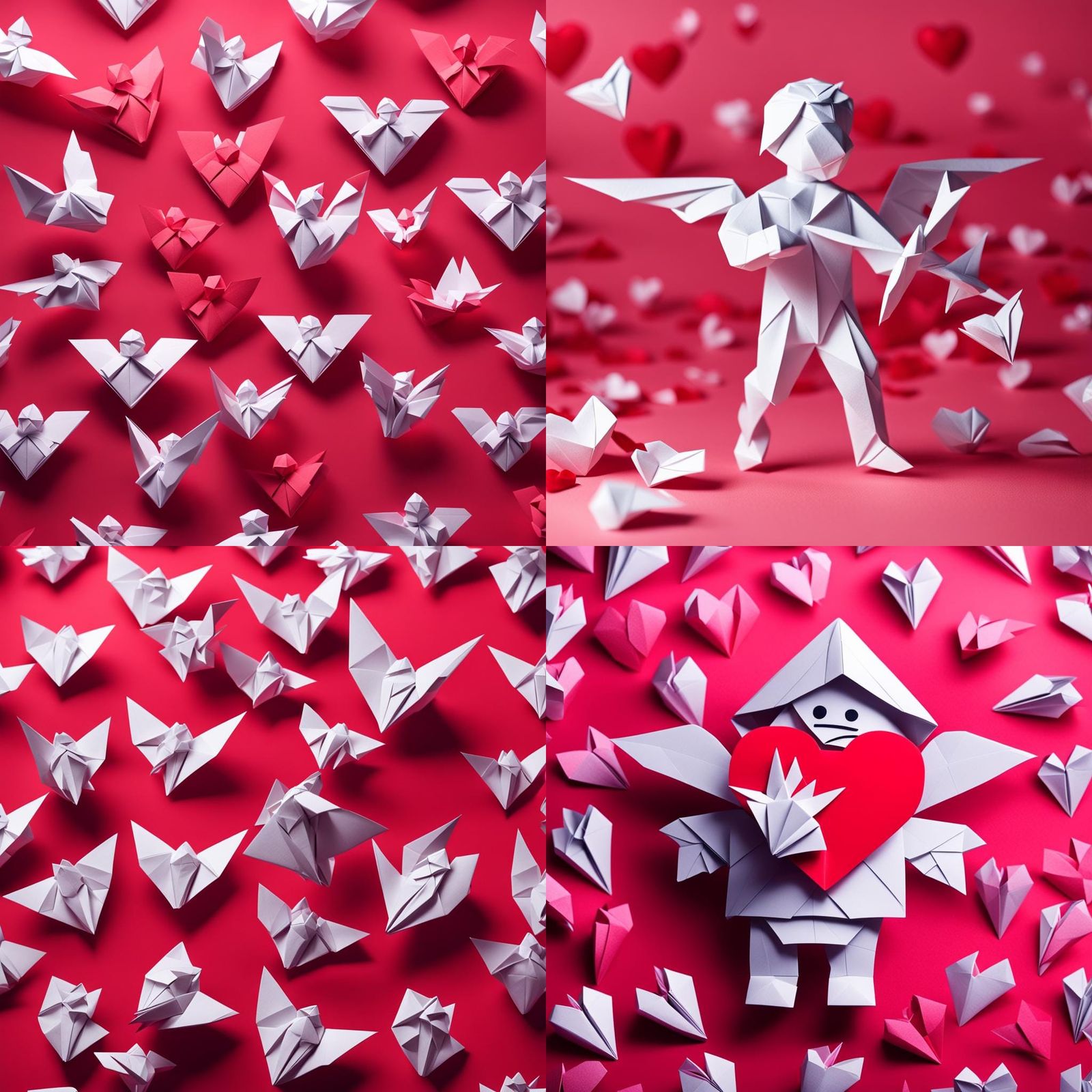 Origami Cupid for Valentine's Day in Papercraft Style