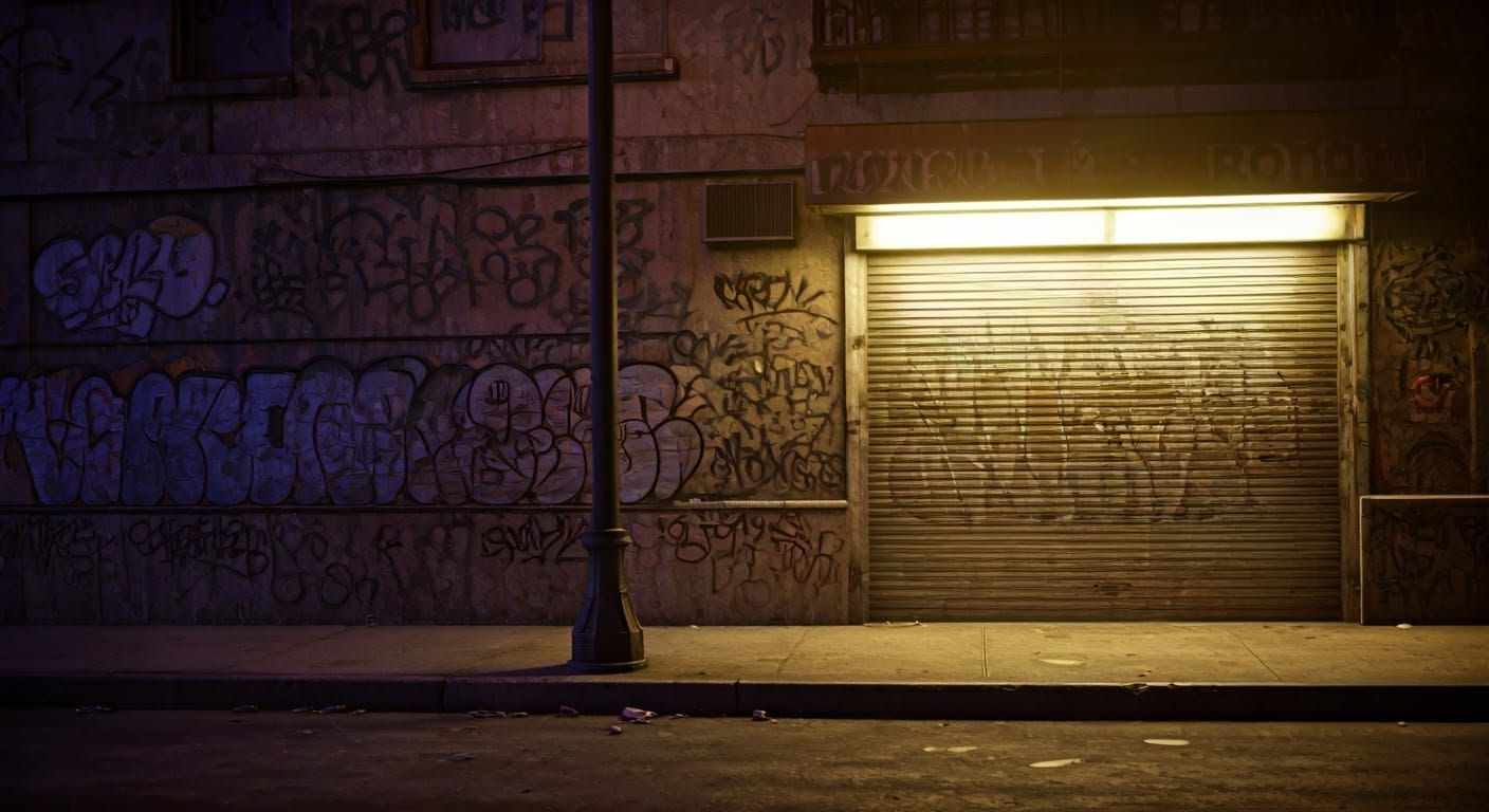 Gritty 1980s Urban Street Scene in Neonoir Style