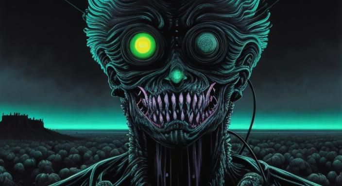Bioluminescent Neon Abyss: A Surreal Horror