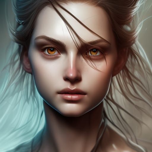 Blue-Haired Girl: Detailed Photorealistic Portrait