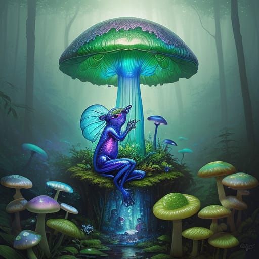 Magical Forest Frog in Whimsical Realism