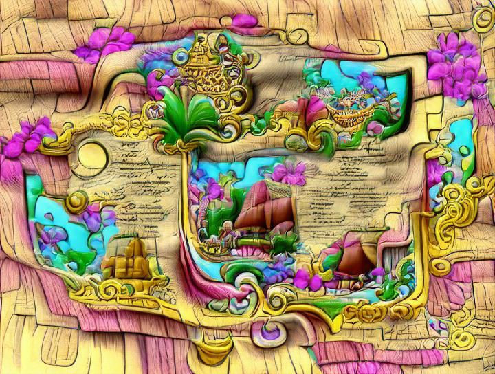 Pirate Island Treasure Map: Fairytale Digital Art