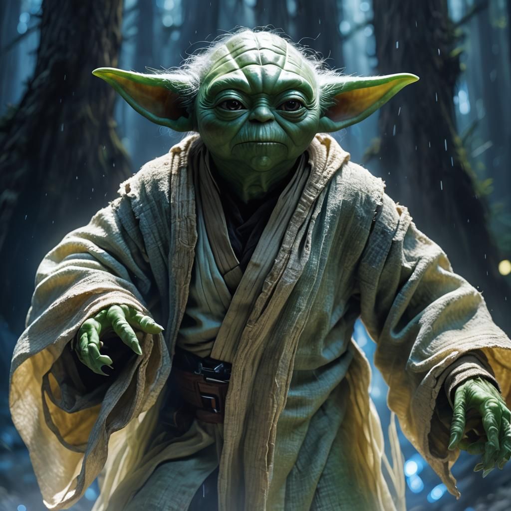 Translucent Force Ghost of Yoda in Luminescent Light