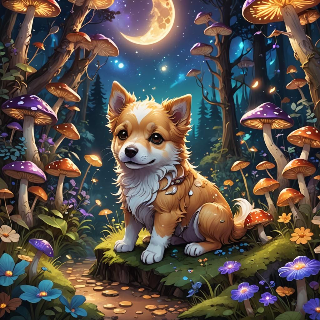 Chibi Dog in Fantasy World Concept Art