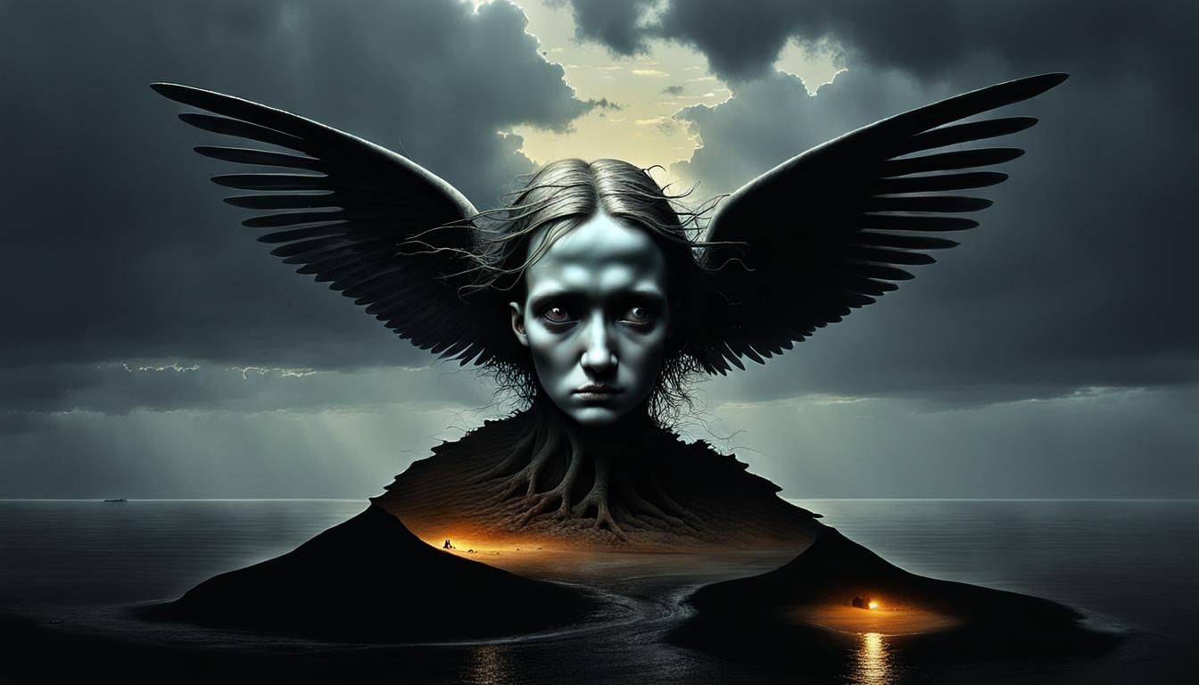 Surreal Barnacle Angel in Polish Surrealism Style