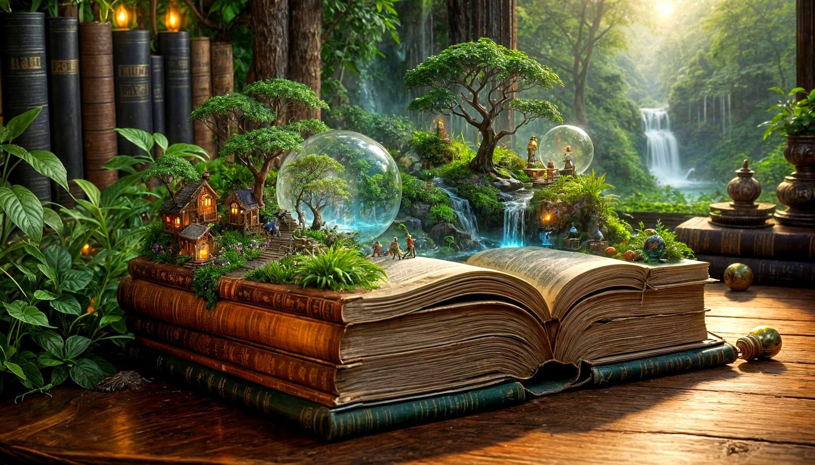 Miniature Landscape Inside Open Book: Ethereal Fantasy