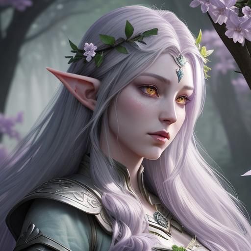Night Elf Druid Portrait in Hyperdetailed Style