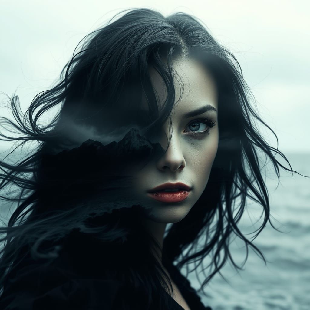 Ethereal Dark Fantasy Portrait of a Mysterious Woman