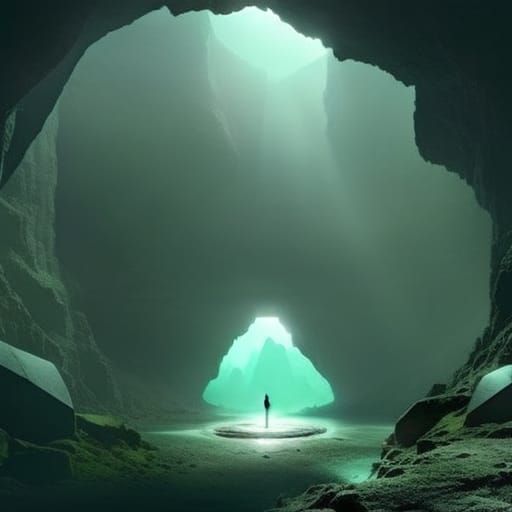 Imposing Dark Cavern in Realistic Fantasy Style