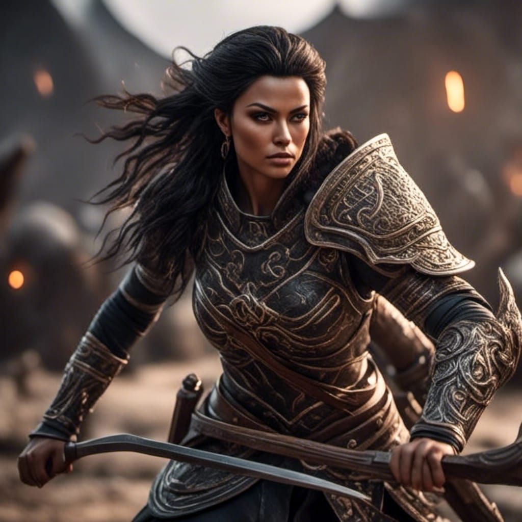 Female Viking Warrior with Black Hair