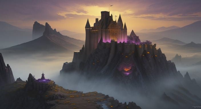 Stone castle atop a mountain