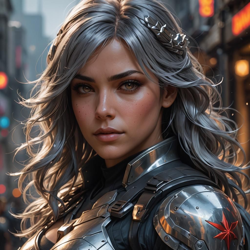 Hyperdetailed Portrait of a Female Super Soldier