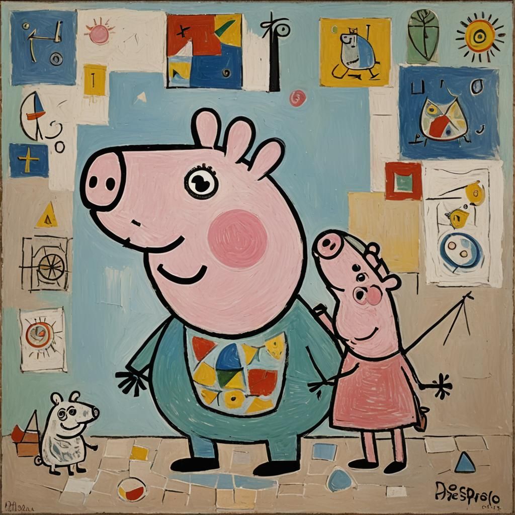 Pablo Picasso painting of Peppa Pig