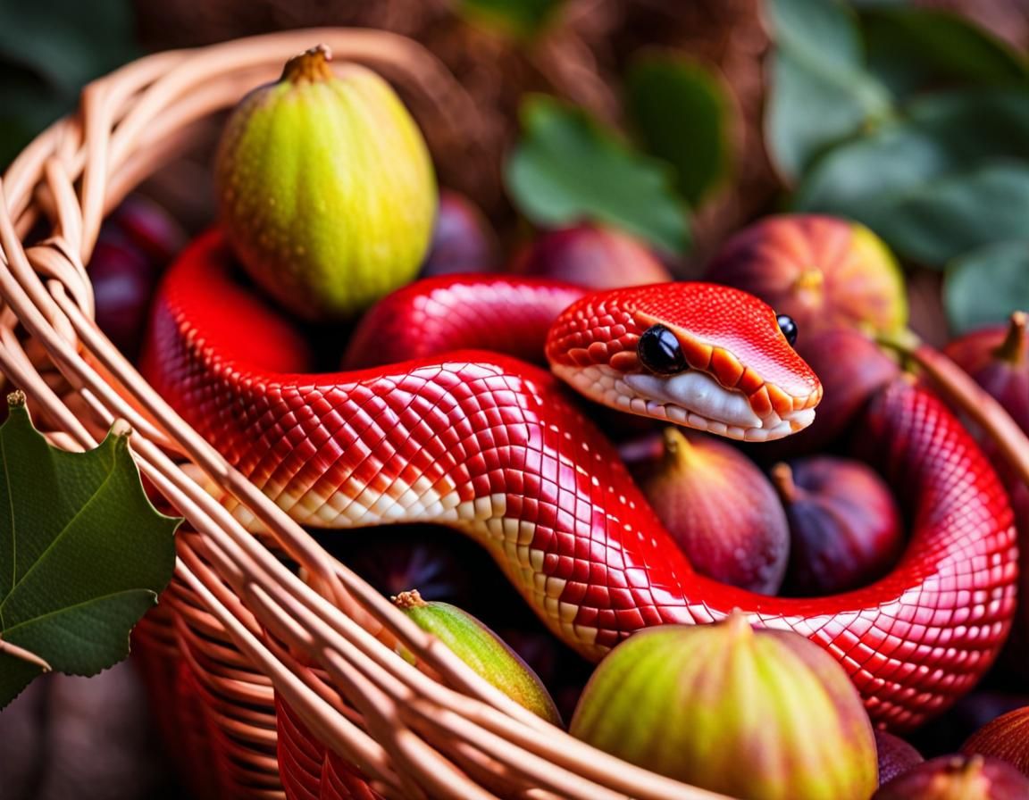 Elegant Red Aspis Snake with Figs
