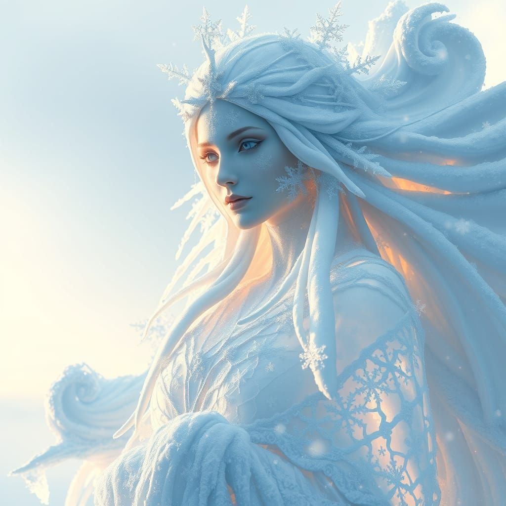 Ethereal Ice Goddess Radiates Serenity in Crystaline Winter ...