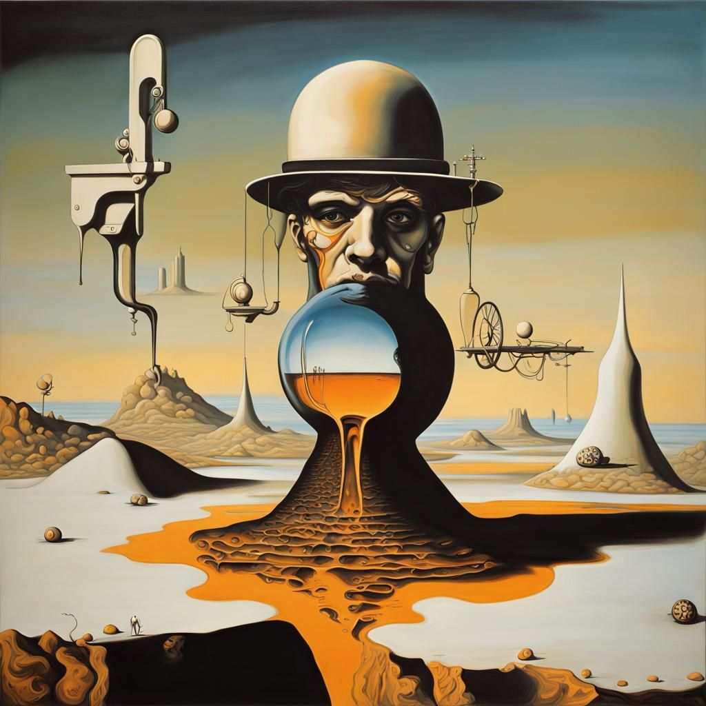 Surreal Clockwork Orange Melting Canvas Oil Painting