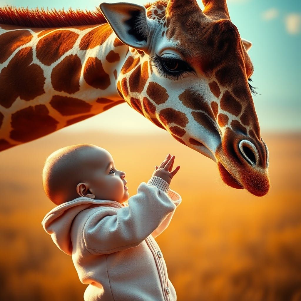 Dreamlike Savannah Encounter in Vibrant Colors