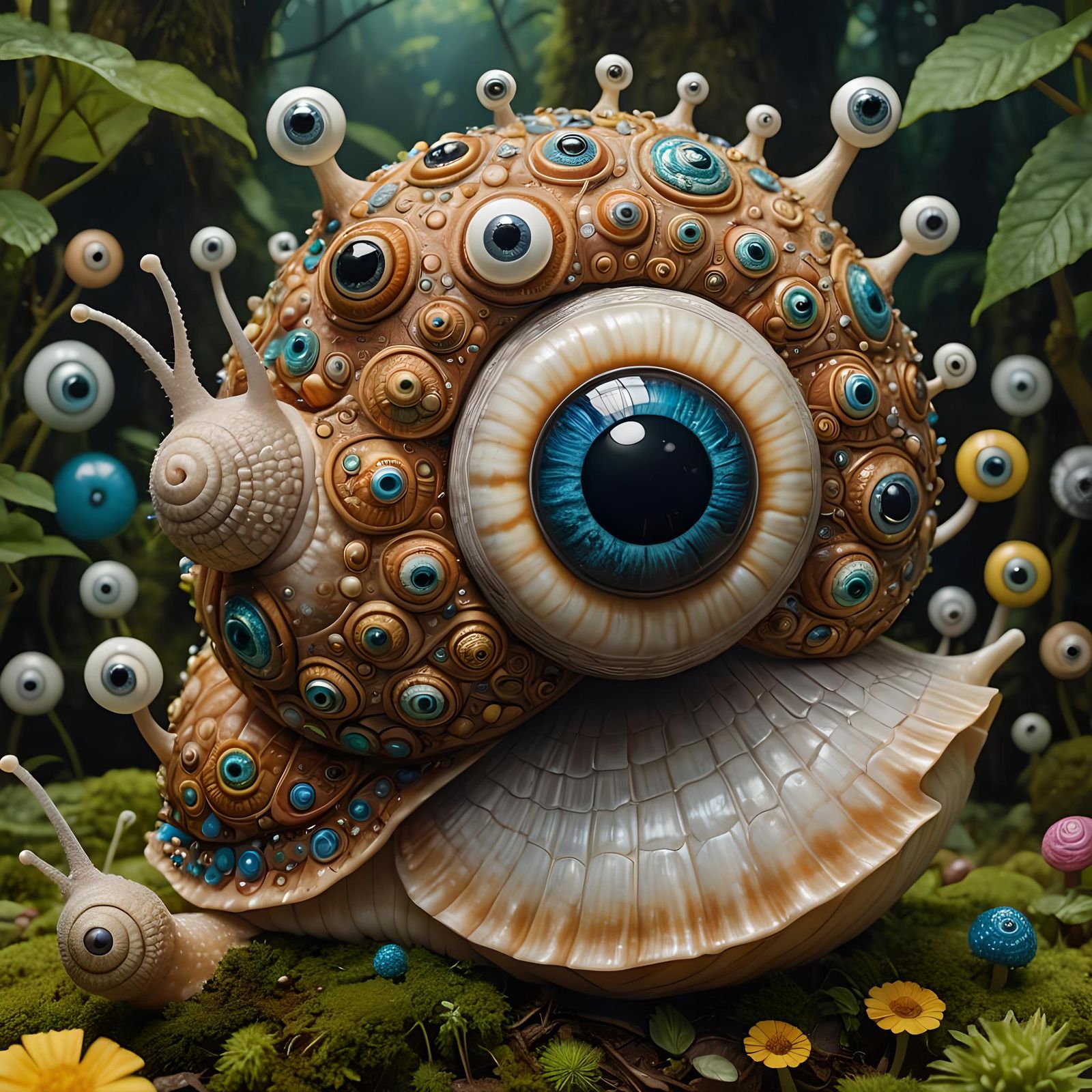Googly-Eyed Funkypunk Snail with Fibonacci Shell