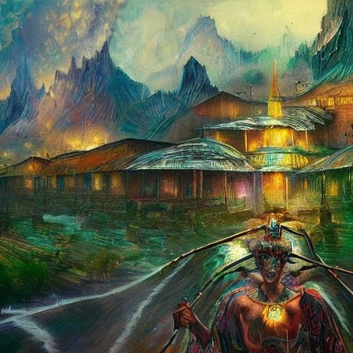 Malayan Townscape in Surreal Precisionist Style