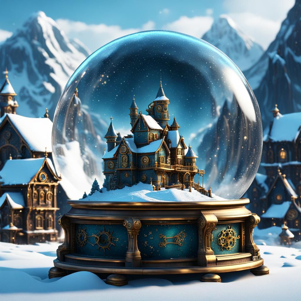 Steampunk Snowglobe: Detailed Fantasy Concept Art