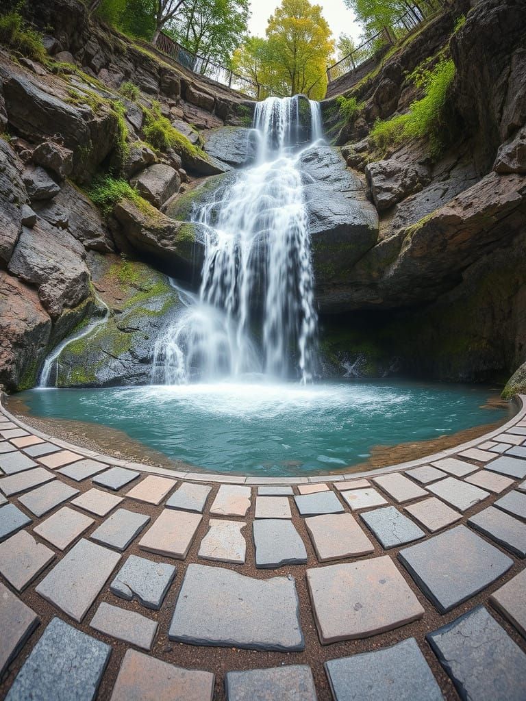 Waterfall as Anamorphic Street Art