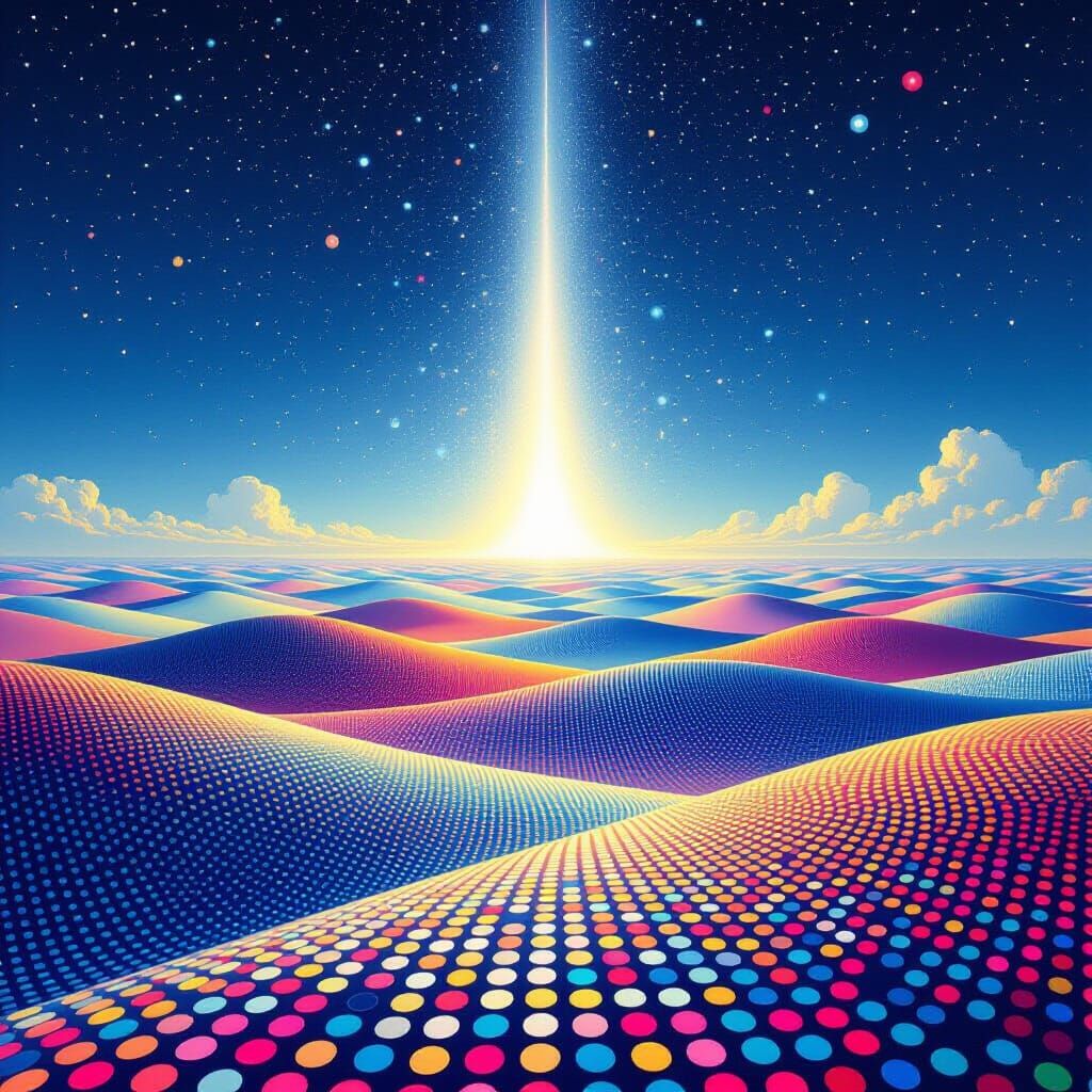 Surreal Infinite Landscape with Luminous Light