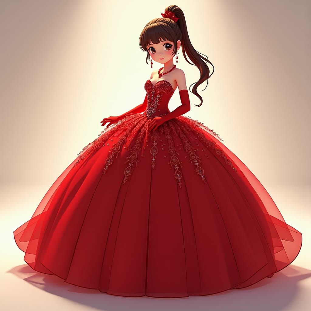 Majestic Lynn Loud in Elegant Cartoon Style Ball Gown