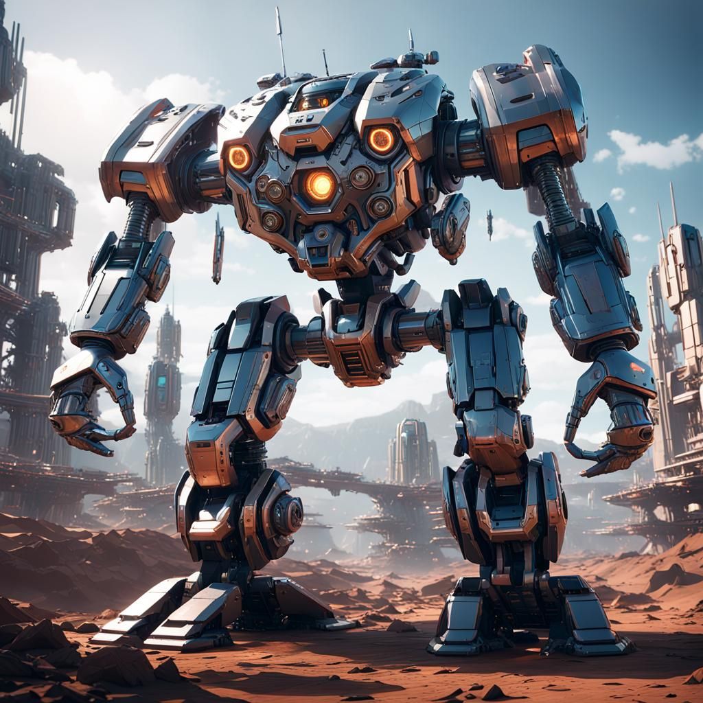 Giant Robot with Intricate Sci-Fi Details