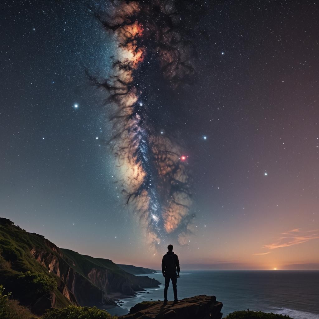 Epic Galaxy View from Cliffside Silhouette