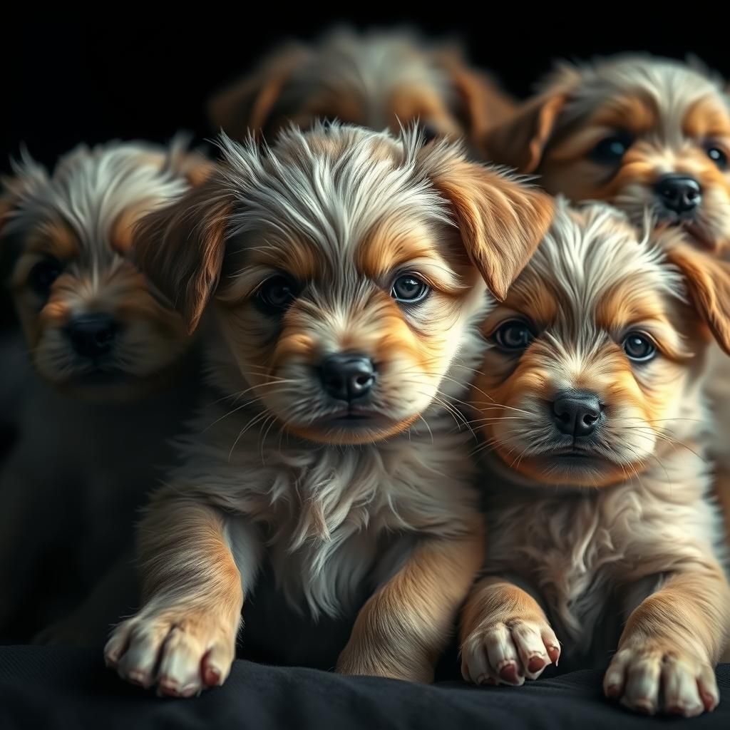 Hyperrealistic Puppies Portrait in Cinematic HDR Lighting